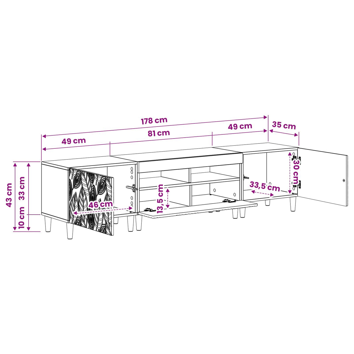 vidaXL 5-delige LED TV-kast Zwart Bewerkt hout