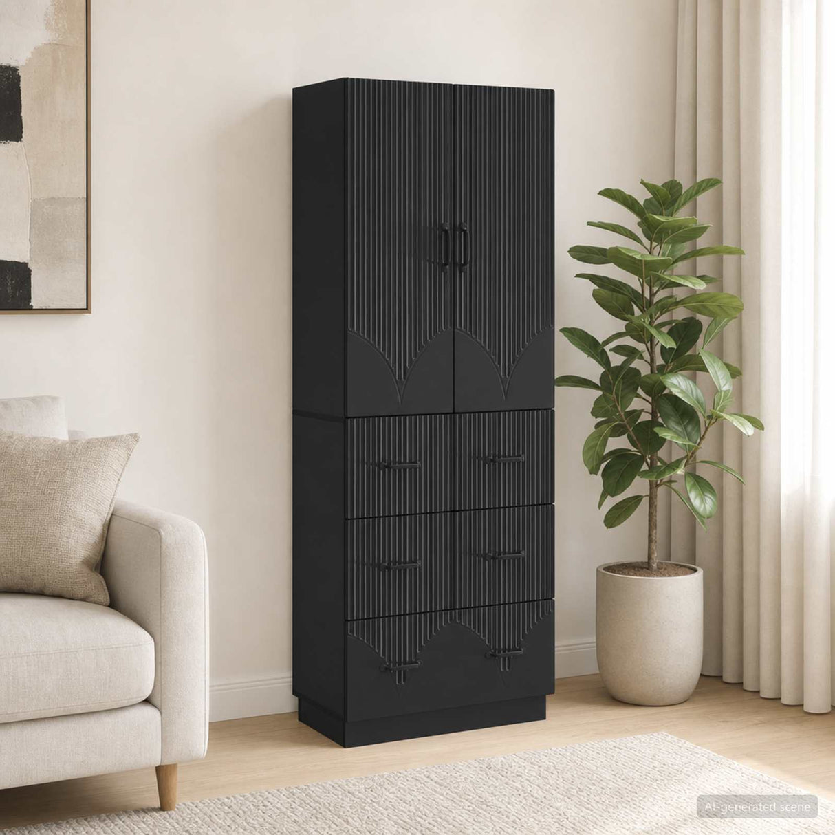 vidaXL Kast Set 2 pcs Zwart 66 x 34,5 x 87 cm Bewerkt hout