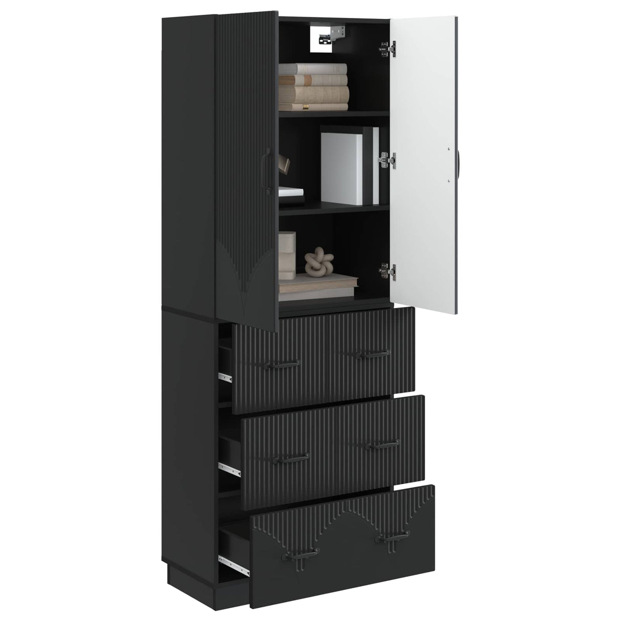 vidaXL Kast Set 2 pcs Zwart 66 x 34,5 x 87 cm Bewerkt hout