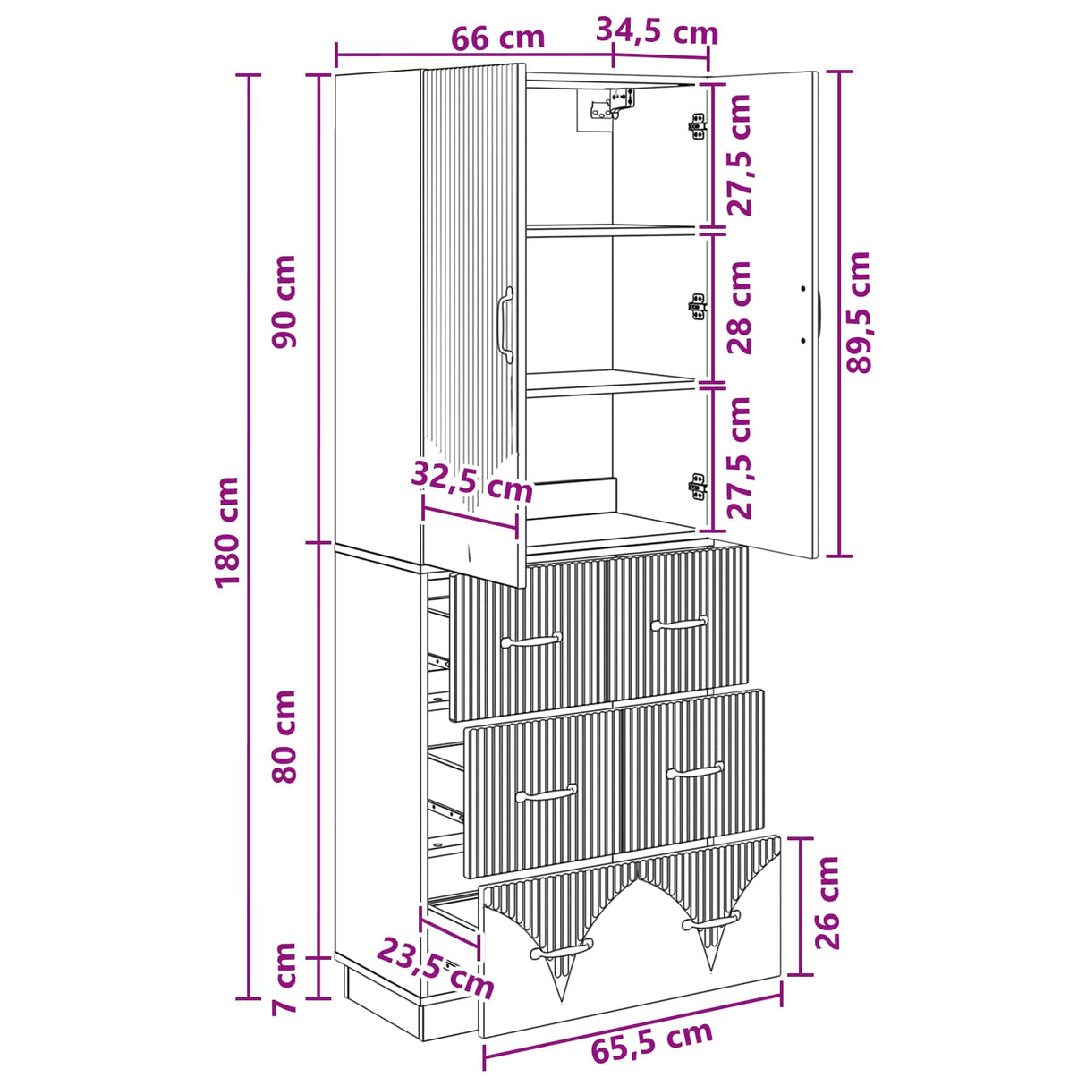 vidaXL Kast Set 2 pcs Zwart 66 x 34,5 x 87 cm Bewerkt hout
