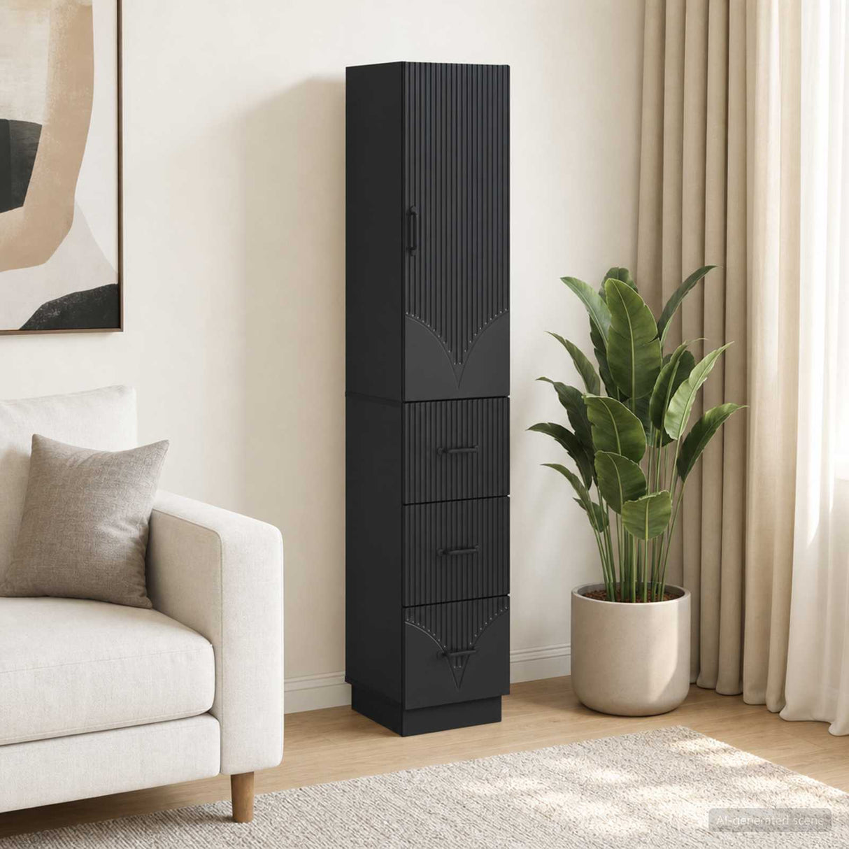vidaXL Cabinet Set 2 pcs Black 33 x 34.5 x 87 cm Engineered wood