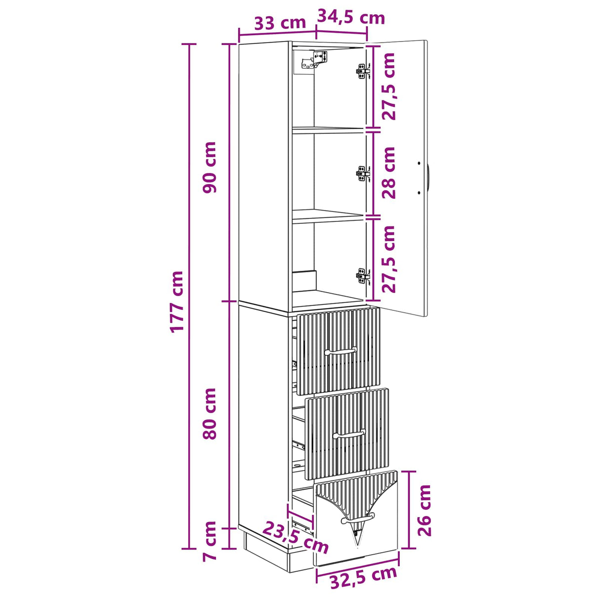 vidaXL Cabinet Set 2 pcs Black 33 x 34.5 x 87 cm Engineered wood