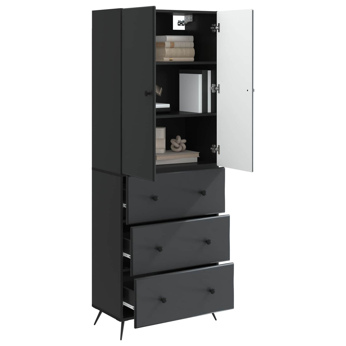 vidaXL Kast Set 2 pcs Zwart 66 x 34,5 x 90 cm Bewerkt hout