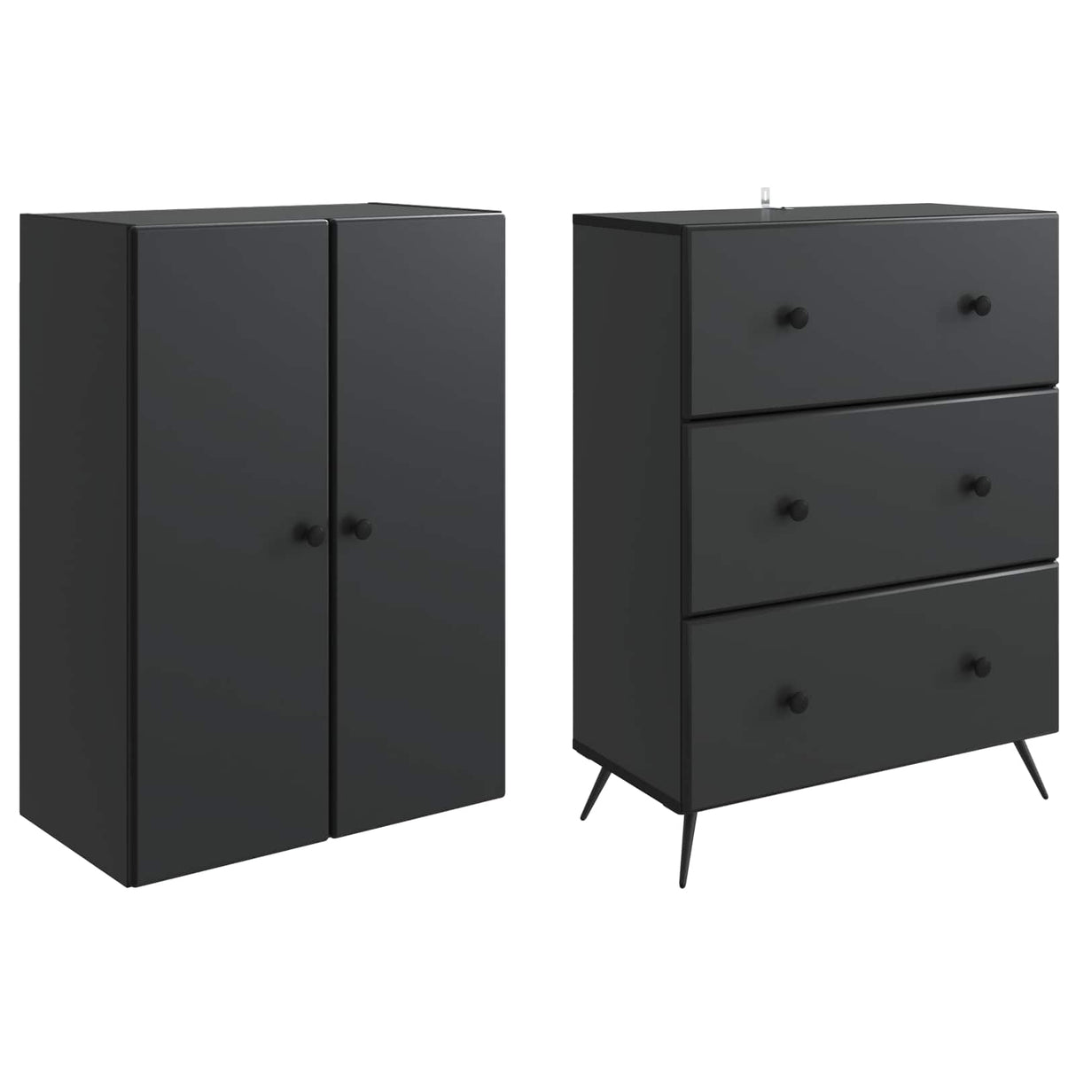 vidaXL Kast Set 2 pcs Zwart 66 x 34,5 x 90 cm Bewerkt hout