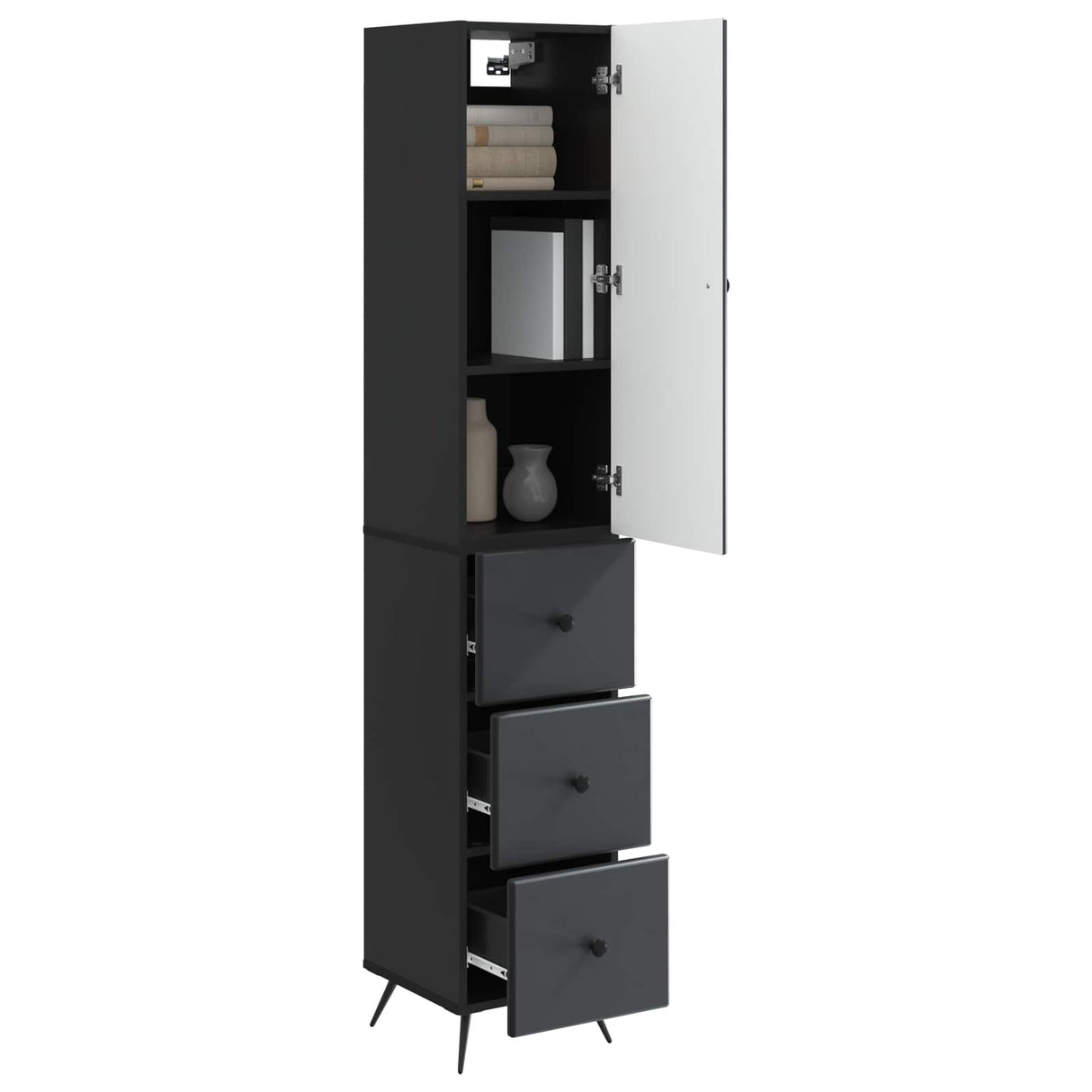 vidaXL Kast Set 2 pcs Zwart 34,5 x 34,5 x 90 cm Bewerkt hout