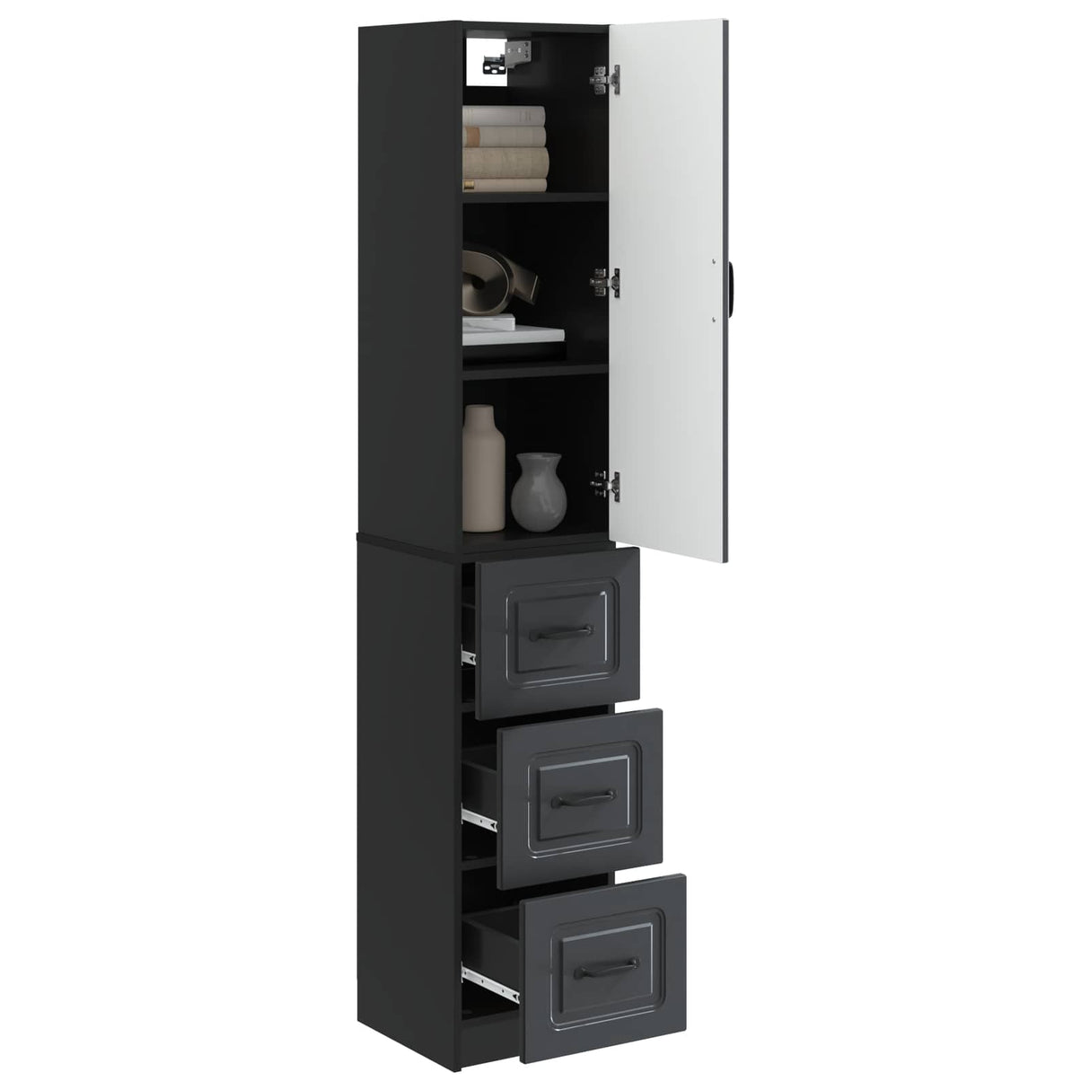 vidaXL Kast Set 2 pcs Zwart 33 x 34,5 x 87 cm Bewerkt hout
