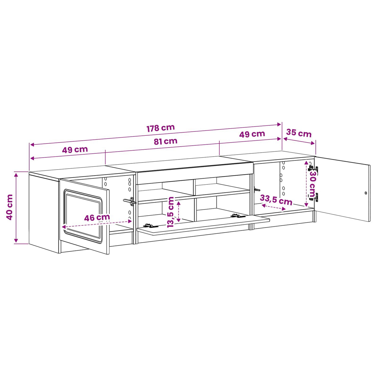 vidaXL 5-delige LED TV-kast Zwart Bewerkt hout
