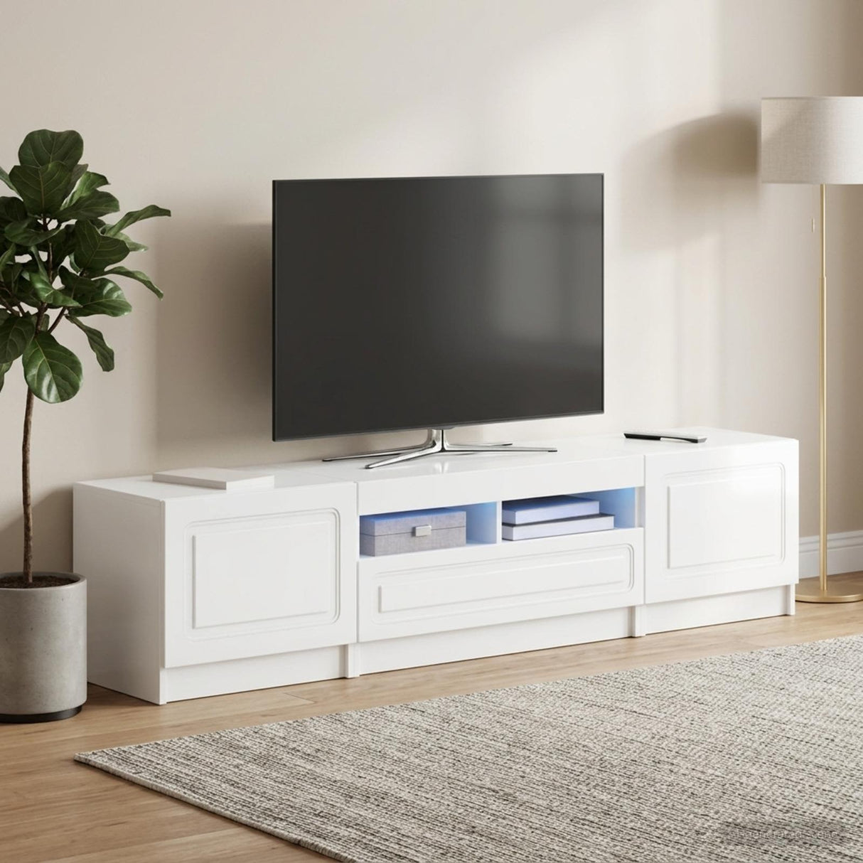 vidaXL 5-delige LED TV-kast Zwart Bewerkt hout