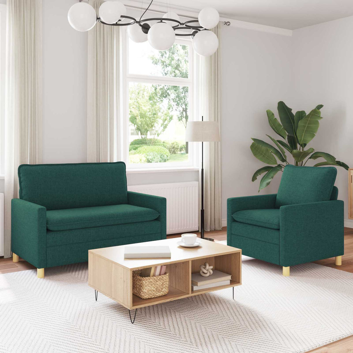 vidaXL Sofa Set 2 pc Light Grey Fabric