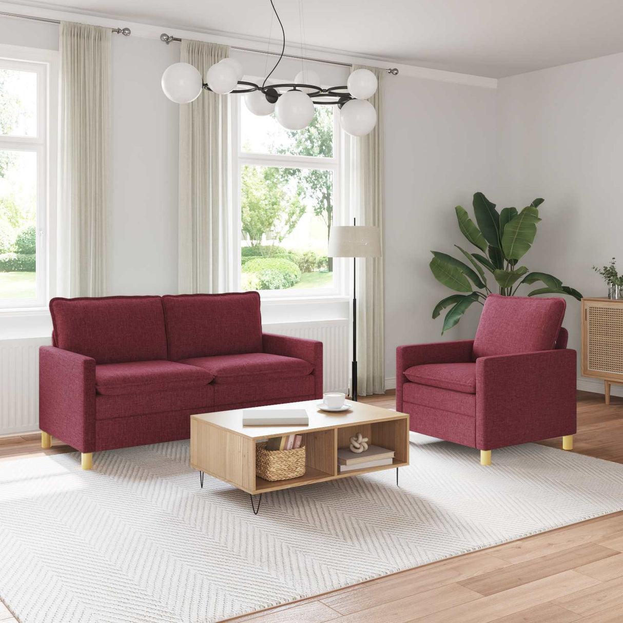 vidaXL Sofa Set 2 pc Light Grey Fabric