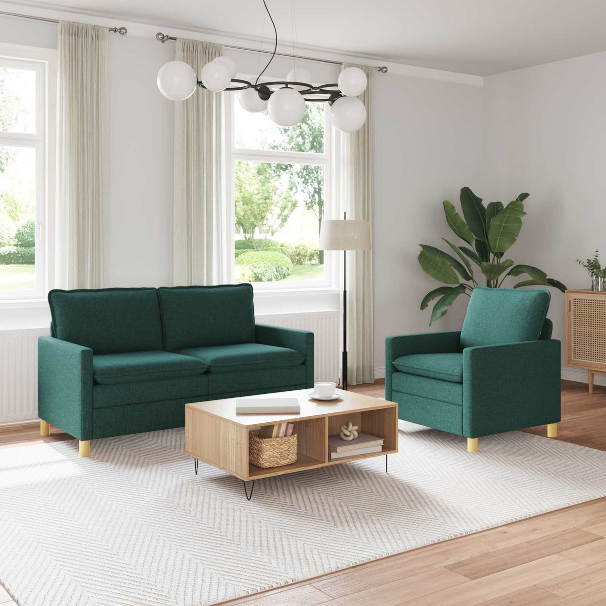 vidaXL Sofa Set 2 pc Light Grey Fabric