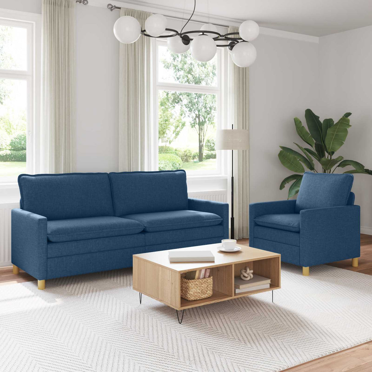 vidaXL Sofa Set 2 pc Light Grey Fabric