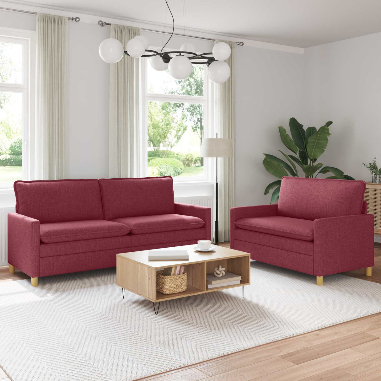 vidaXL Sofa Set 2 pc Light Grey Fabric