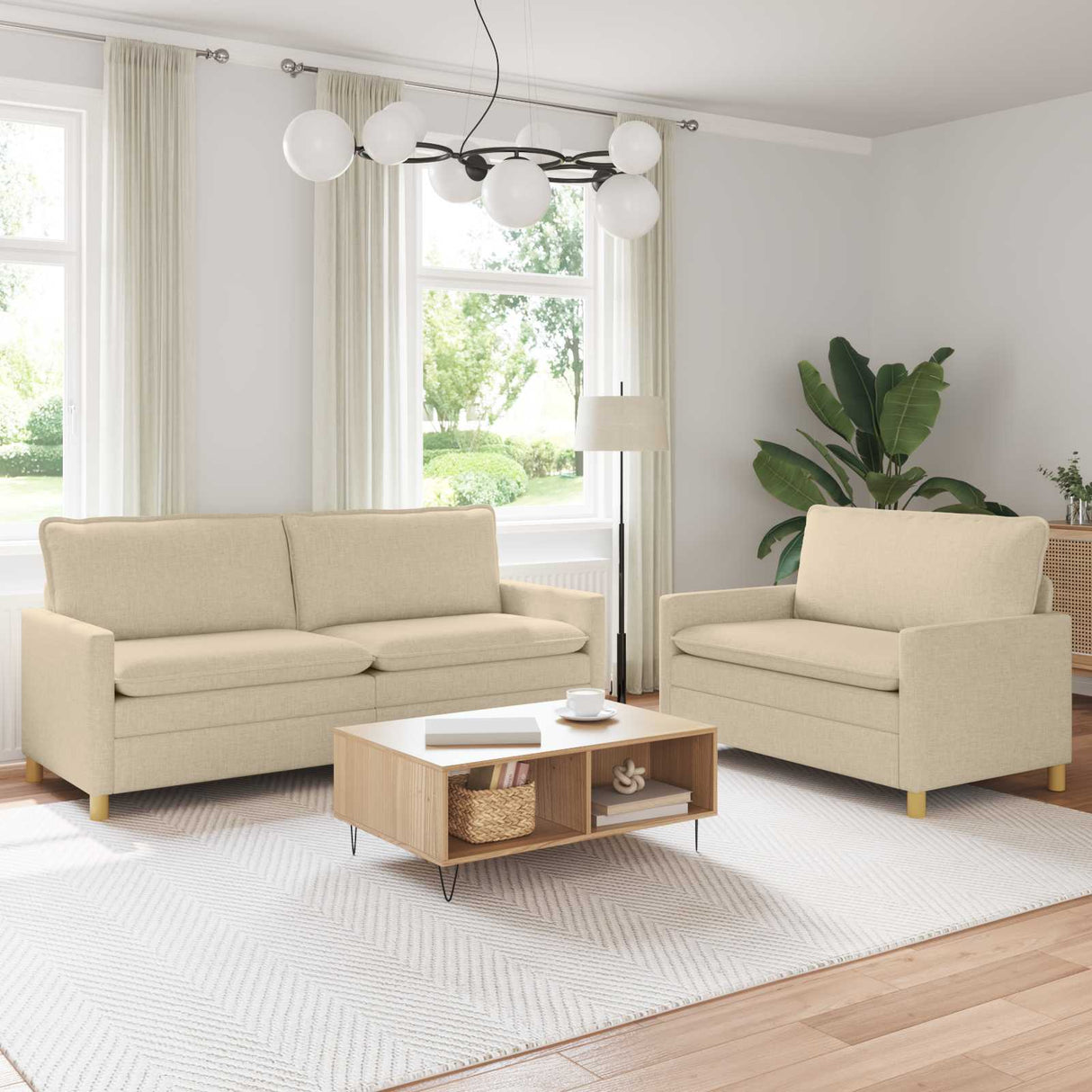 vidaXL Sofa Set 2 pc Light Grey Fabric