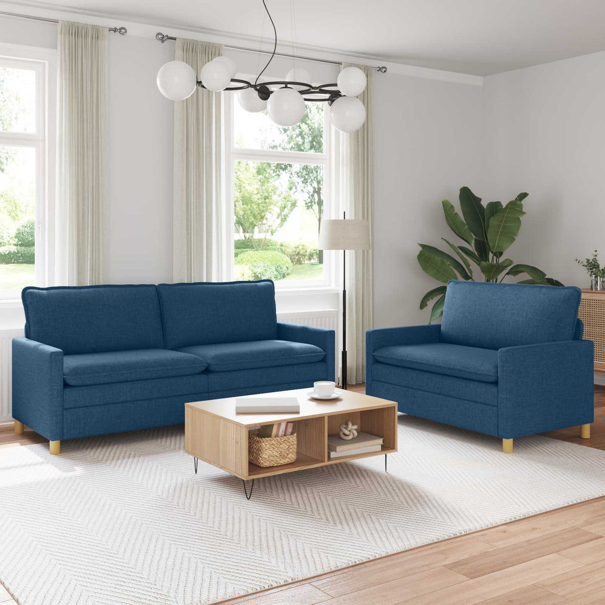 vidaXL Sofa Set 2 pc Light Grey Fabric