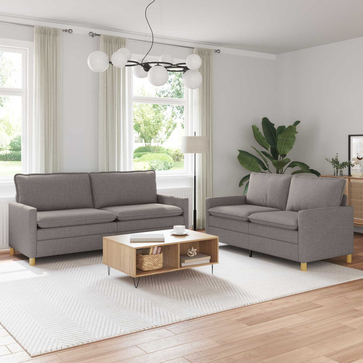 vidaXL Sofa Set 2 pc Light Grey Fabric