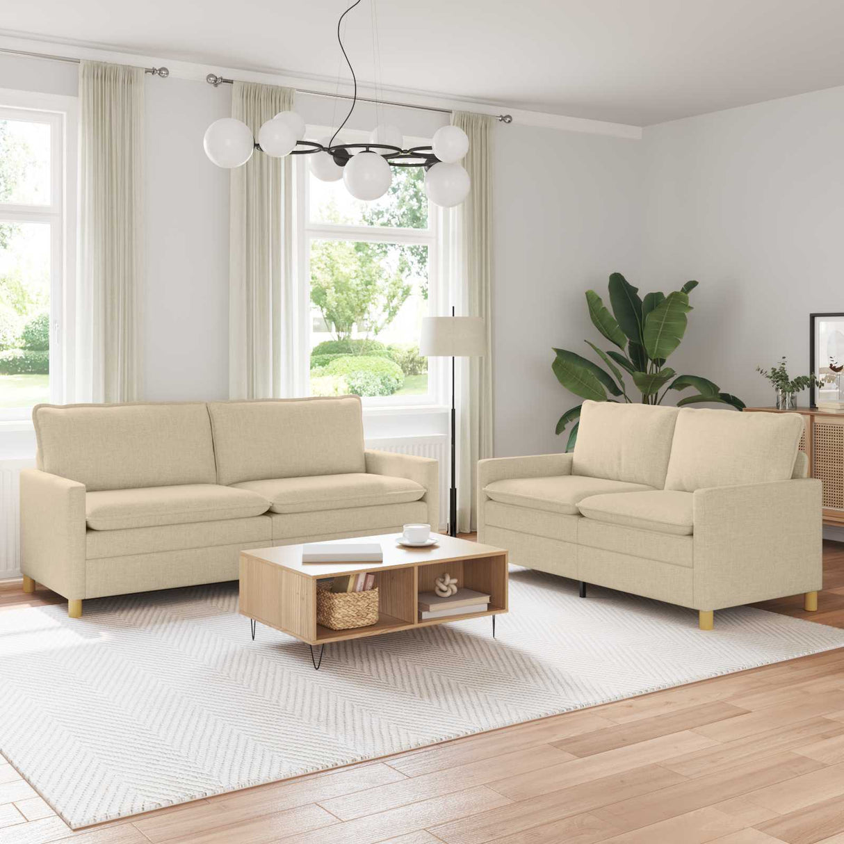 vidaXL Sofa Set 2 pc Light Grey Fabric