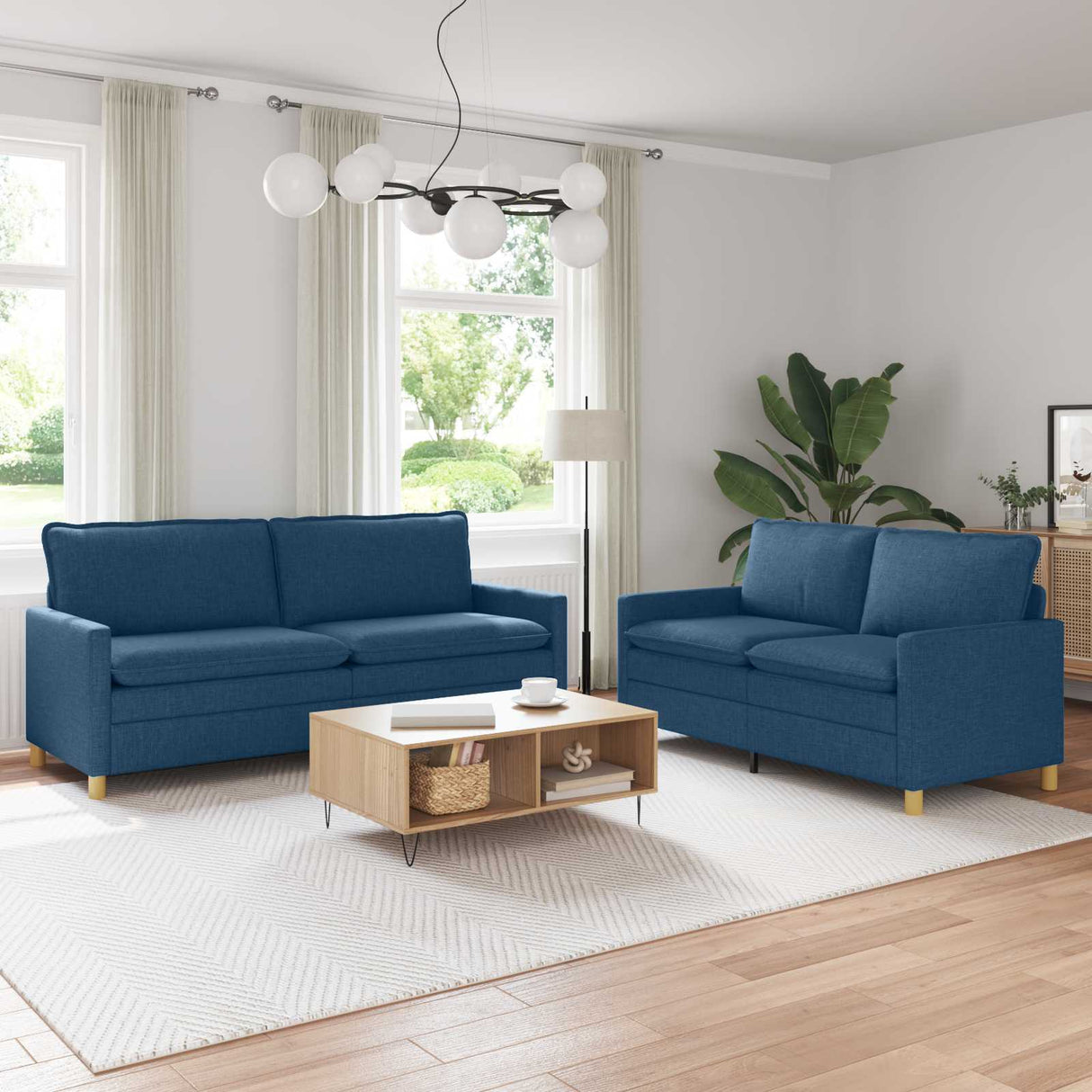 vidaXL Sofa Set 2 pc Light Grey Fabric