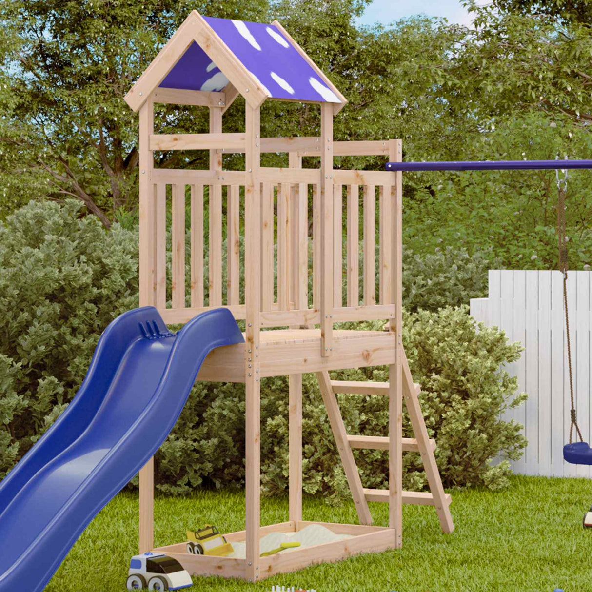 vidaXL Speeltoren Bruin 52,5 x 110,5 x 215 cm Massief grenenhout