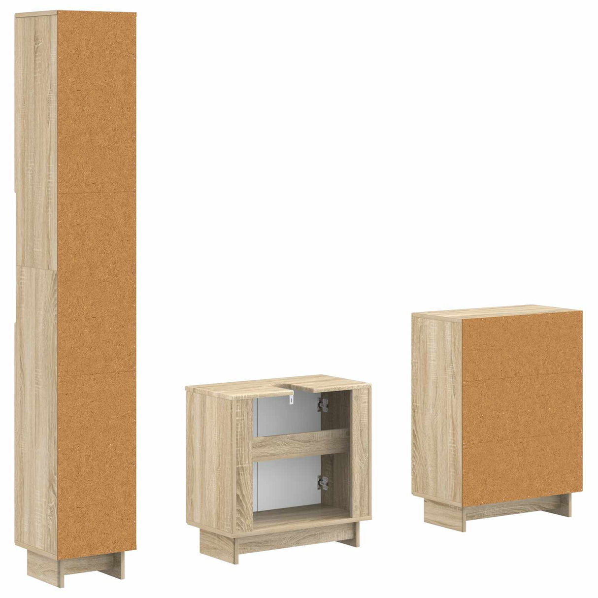 vidaXL 3-delig badkamerkast set EDE Zwart Bewerkt hout