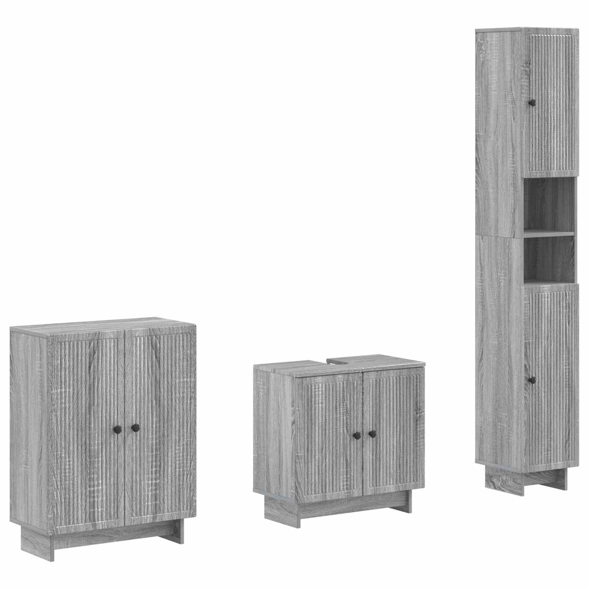 vidaXL 3-delig badkamerkast set EDE Zwart Bewerkt hout