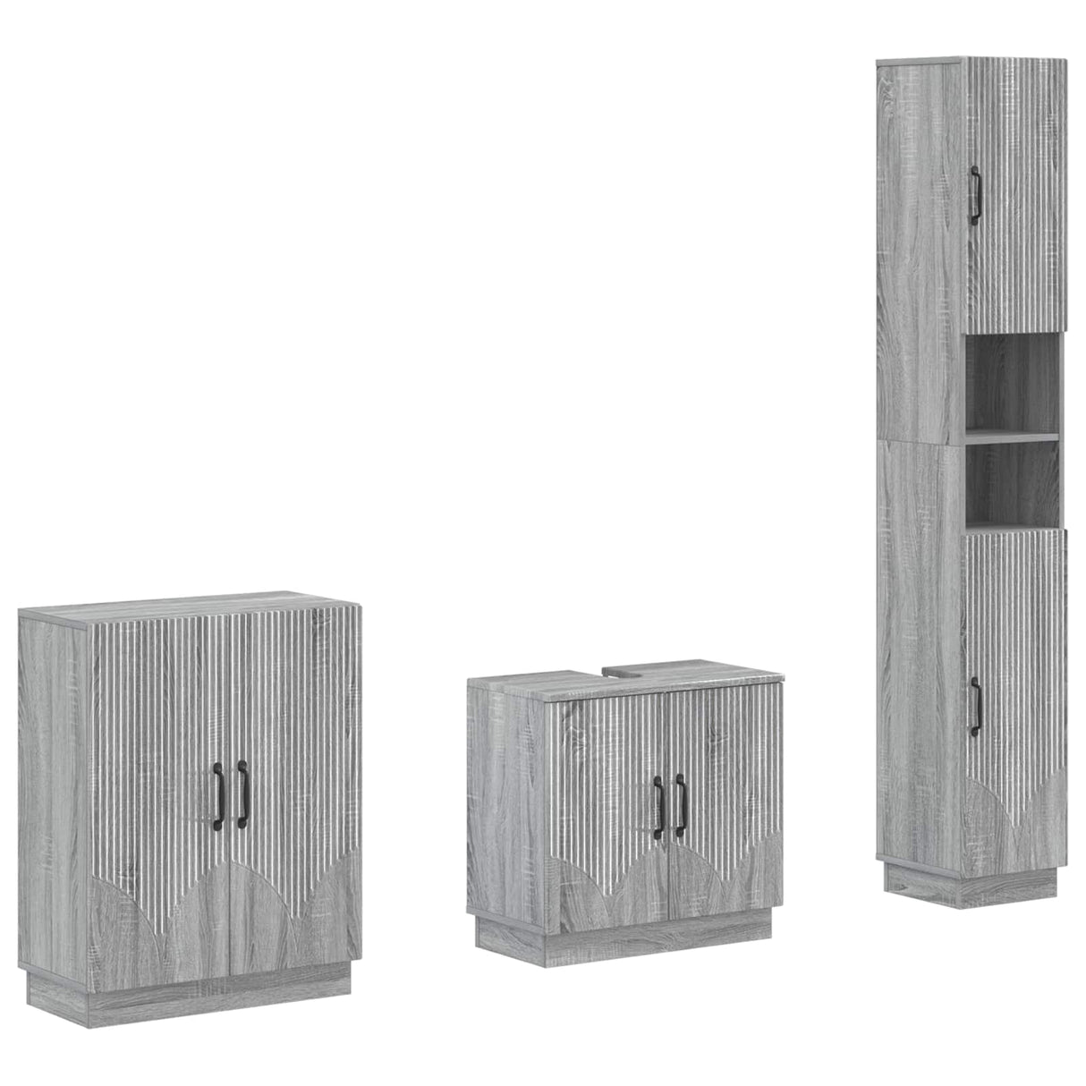 vidaXL 3-delig badkamerkast set EDE Zwart Bewerkt hout