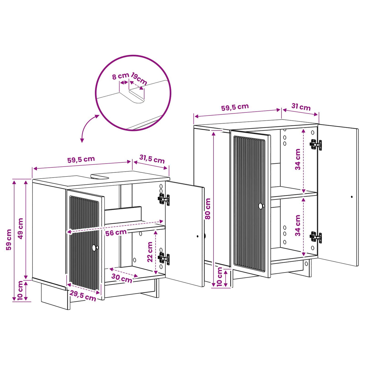 vidaXL 2-Piece Bathroom Cabinet Set EDE Black Engineered Wood