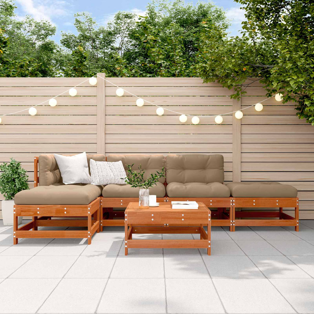 vidaXL 6-delige Loungeset massief grenenhout