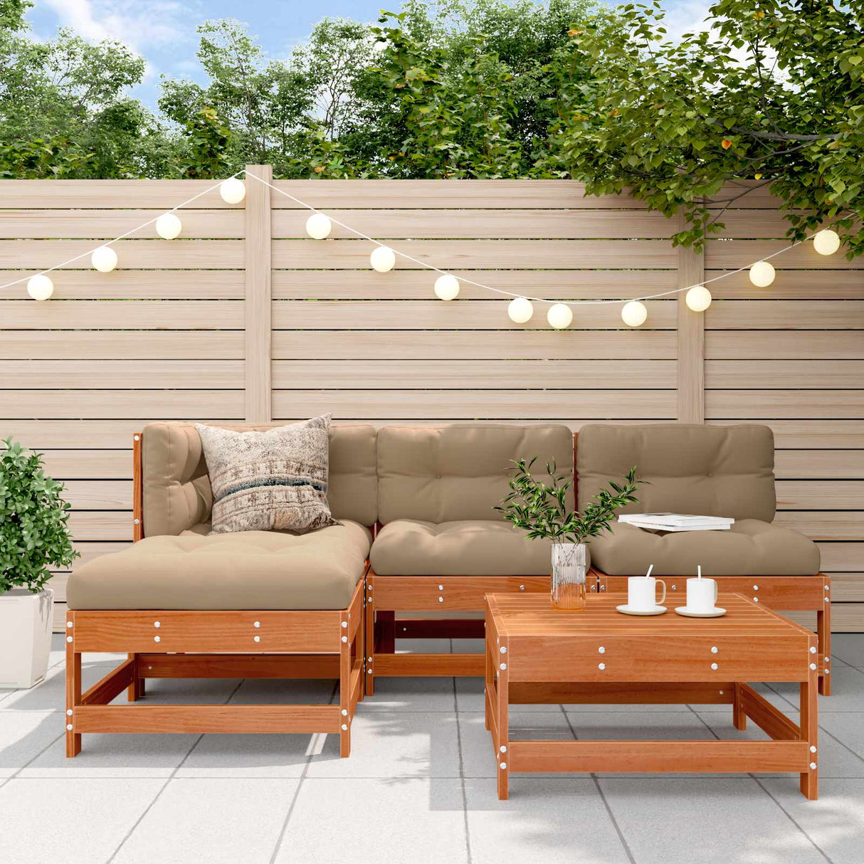 vidaXL 5-delige Loungeset massief grenenhout