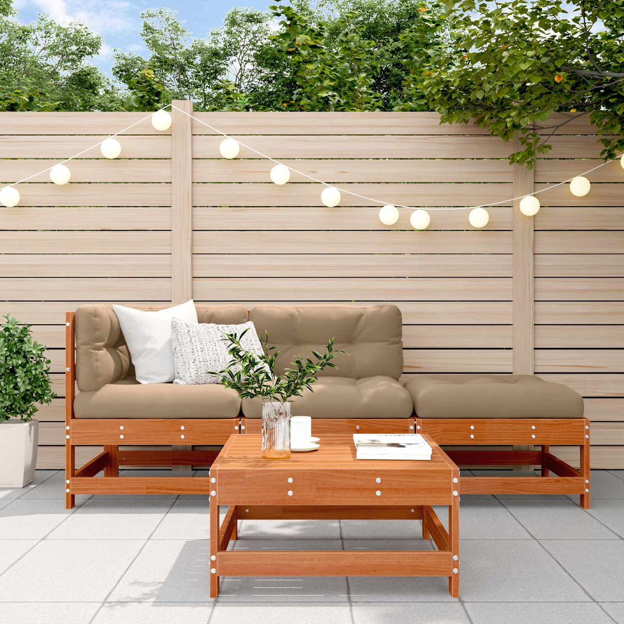 vidaXL 4-delige Loungeset massief grenenhout