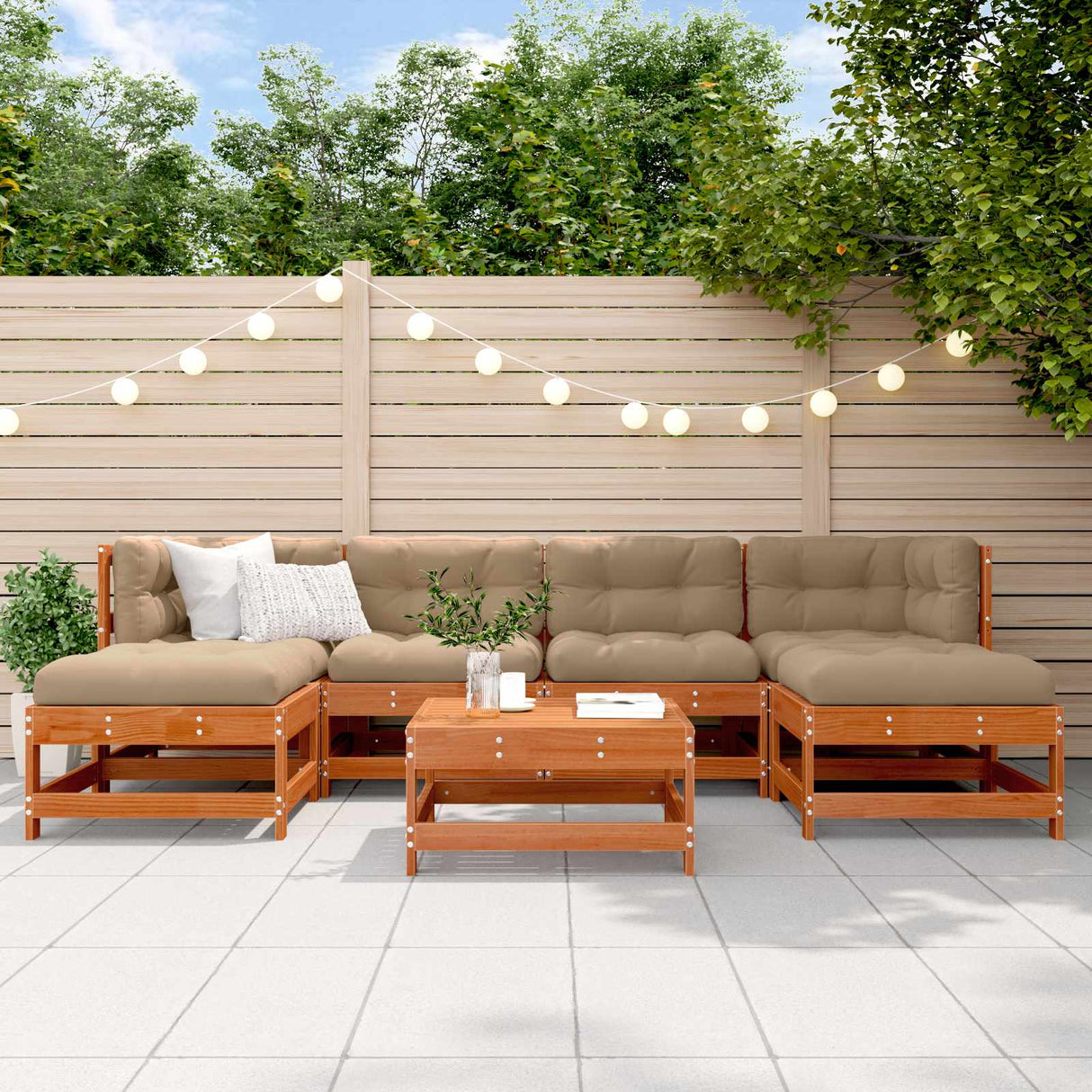 vidaXL 7-delige Loungeset massief grenenhout