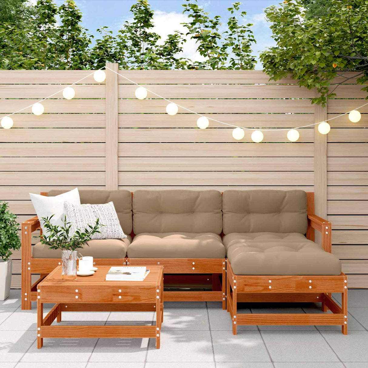 vidaXL 5-delige Loungeset massief grenenhout