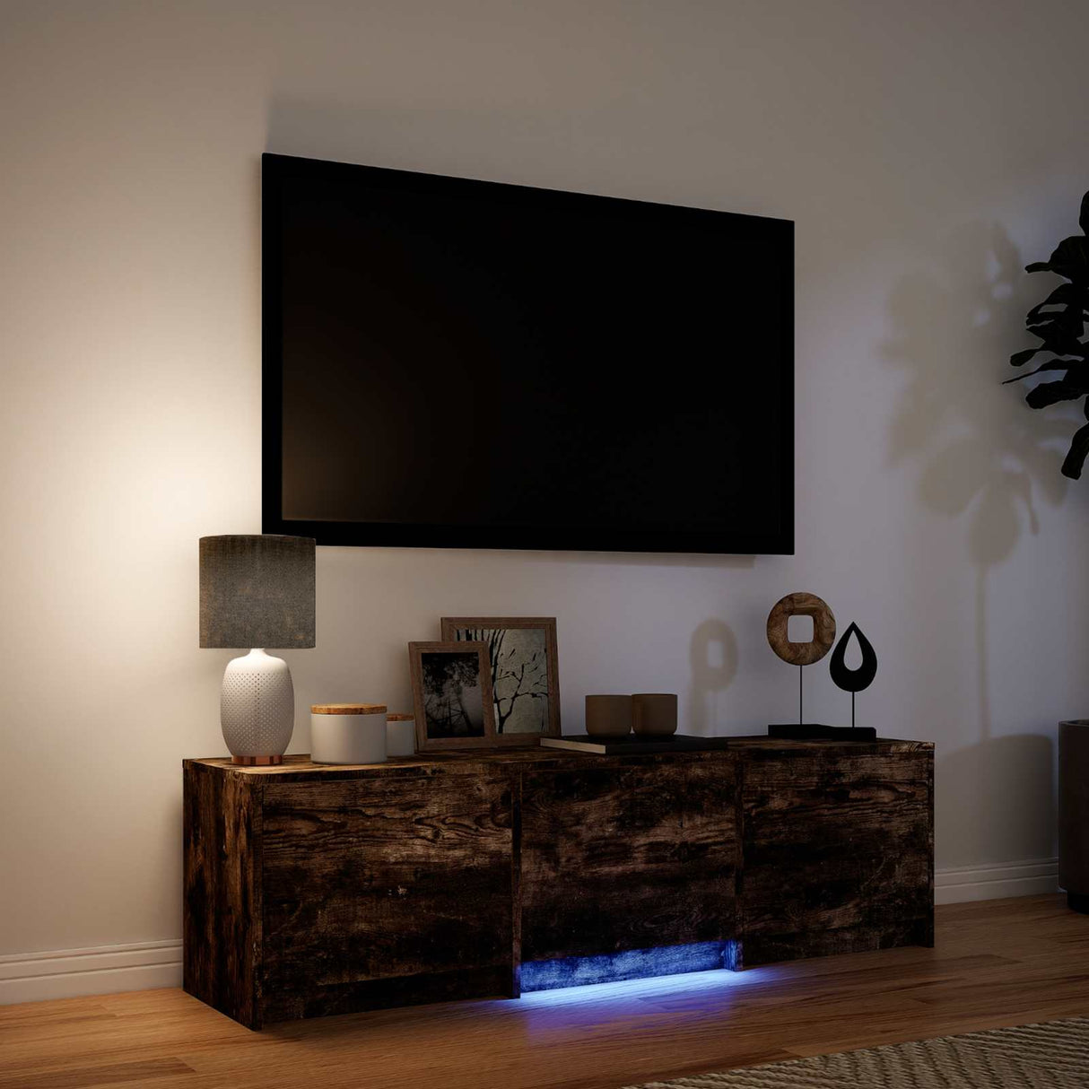 vidaXL TV Kast met LEDs Oud Hout 140 x 34 x 40 cm Bewerkt hout
