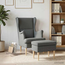 vidaXL Fauteuil met Voetenbank 2 st Lichtgrijs Stof