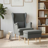 vidaXL Fauteuil met Voetenbank 2 st Lichtgrijs Stof
