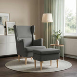 vidaXL Fauteuil met Voetenbank 2 st Lichtgrijs Stof