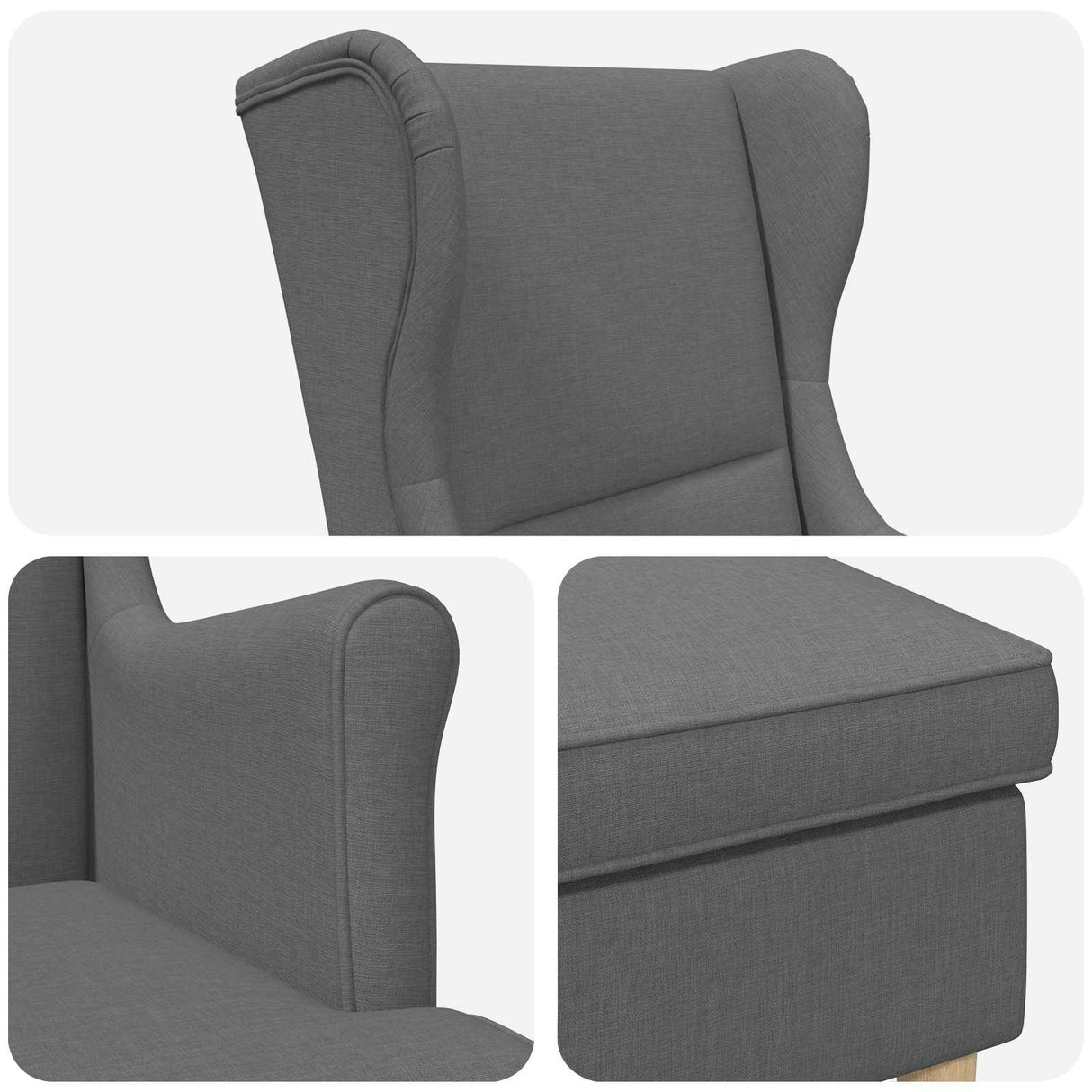 vidaXL Fauteuil met Voetenbank 2 st Lichtgrijs Stof
