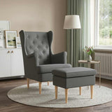 vidaXL Fauteuil met Voetenbank 2 st Lichtgrijs Stof