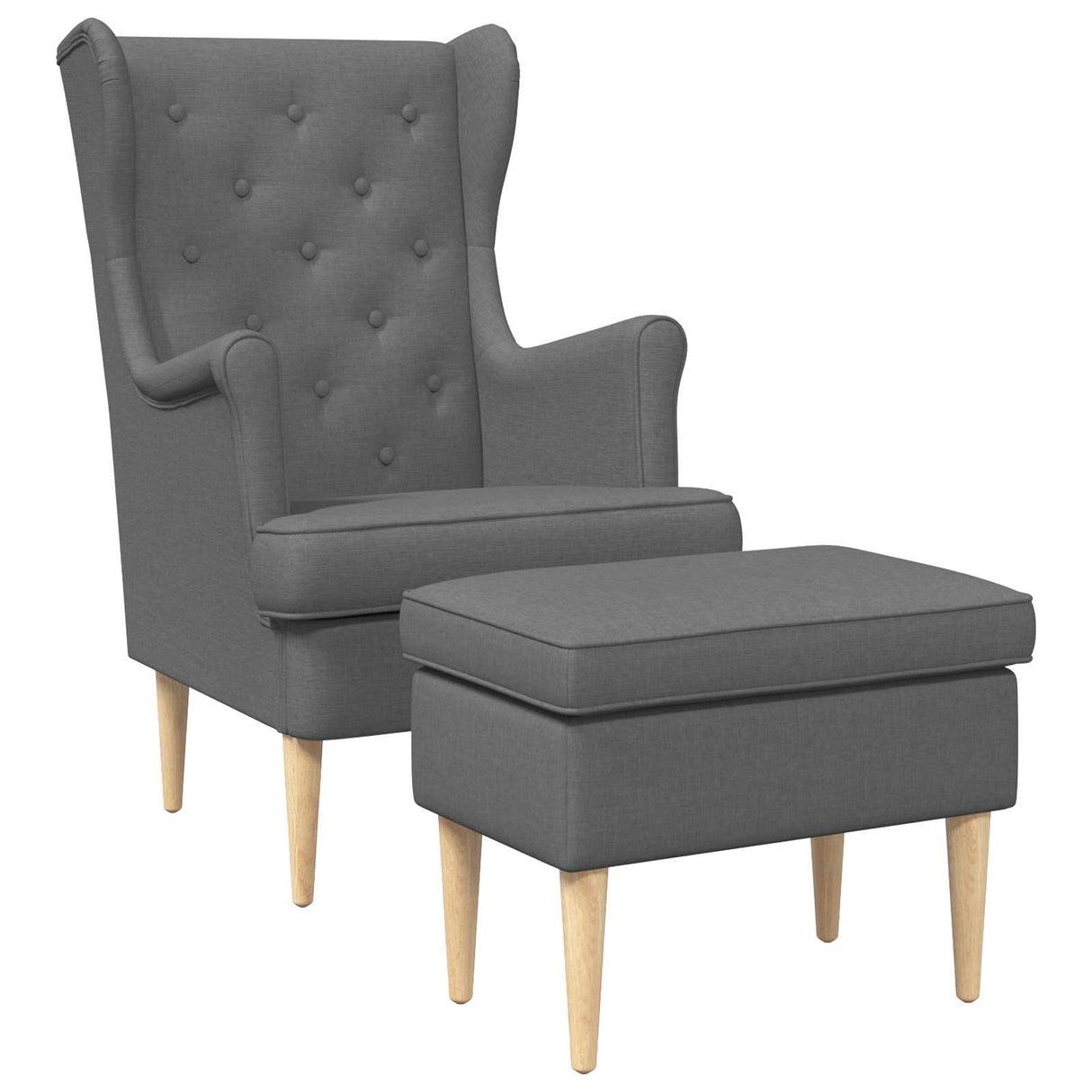 vidaXL Fauteuil met Voetenbank 2 st Lichtgrijs Stof