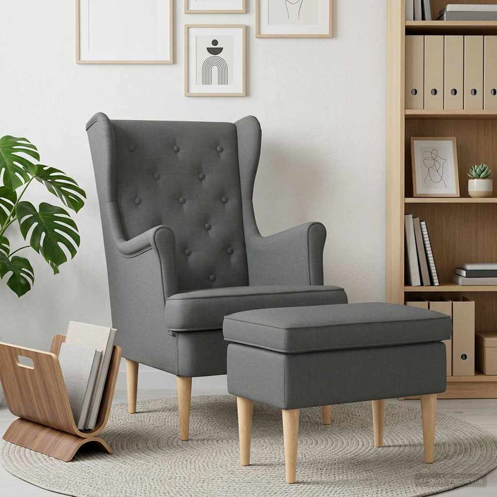 vidaXL Fauteuil met Voetenbank 2 st Lichtgrijs Stof