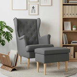 vidaXL Fauteuil met Voetenbank 2 st Lichtgrijs Stof
