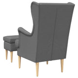 vidaXL Fauteuil met Voetenbank 2 st Lichtgrijs Stof