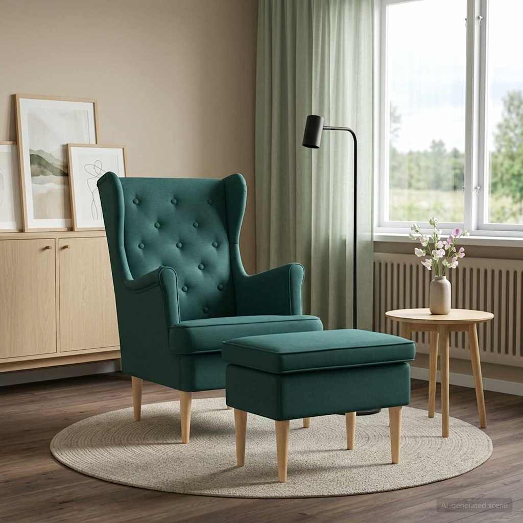 vidaXL Fauteuil met Voetenbank 2 st Lichtgrijs Stof