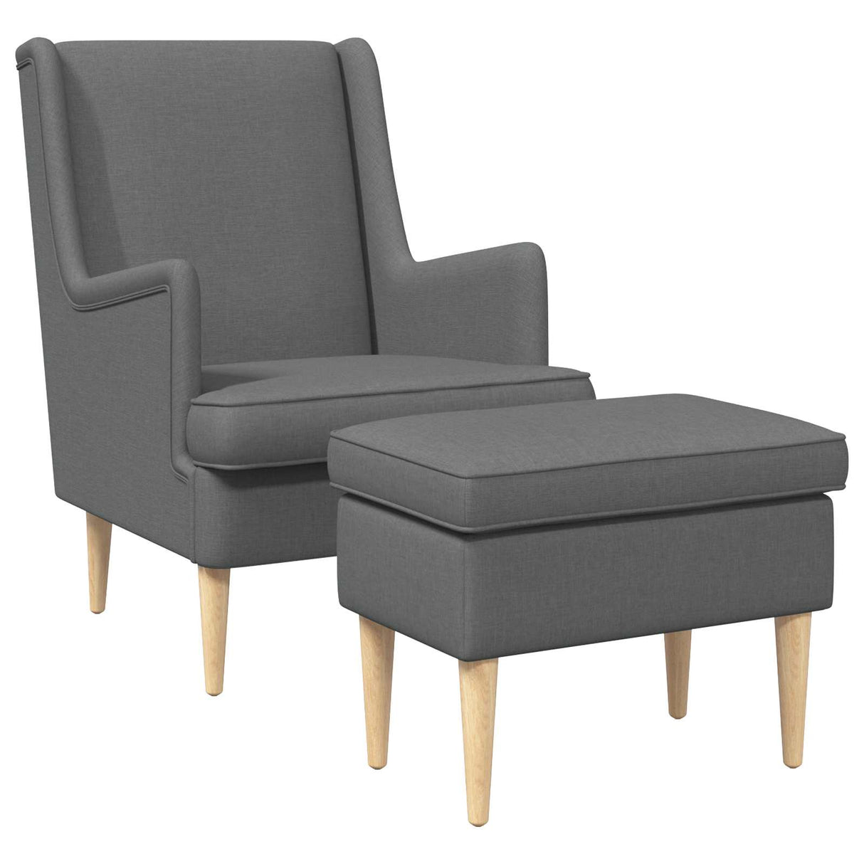 vidaXL Fauteuil met Voetenbank 2 st Lichtgrijs Stof