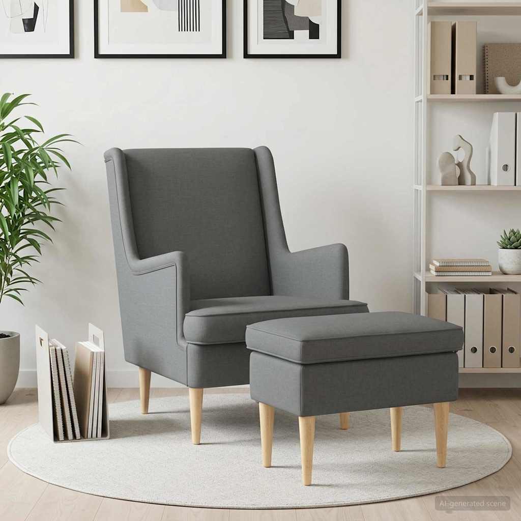 vidaXL Fauteuil met Voetenbank 2 st Lichtgrijs Stof