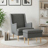 vidaXL Fauteuil met Voetenbank 2 st Lichtgrijs Stof