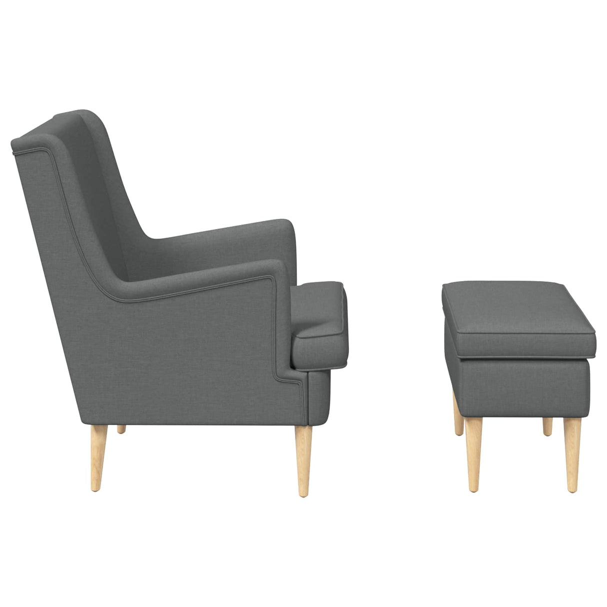 vidaXL Fauteuil met Voetenbank 2 st Lichtgrijs Stof