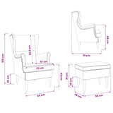 vidaXL Fauteuil met Voetenbank 2 st Lichtgrijs Fluweel