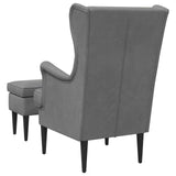 vidaXL Fauteuil met Voetenbank 2 st Lichtgrijs Fluweel