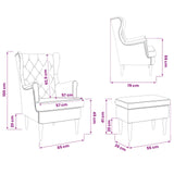 vidaXL Fauteuil met Voetenbank 2 st Lichtgrijs Fluweel